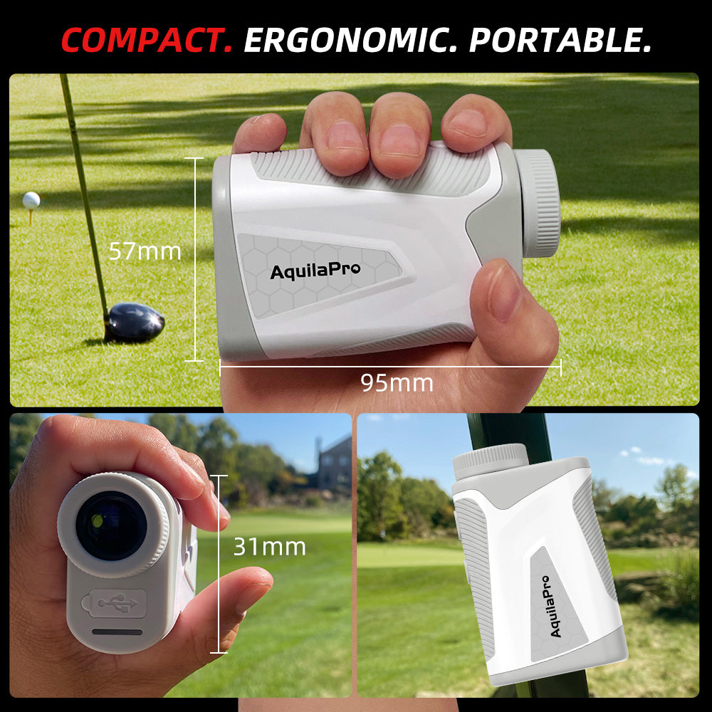 AquilaPro Mini4 Golf Rangefinder with Slope, 1,000 Yards Range Finder Golf, 0.5 Yard Accuracy, Golf Range finder 6X Magnification, Flag Lock Vibration, Rechargeable Golf Laser Rangefinder with Magnet