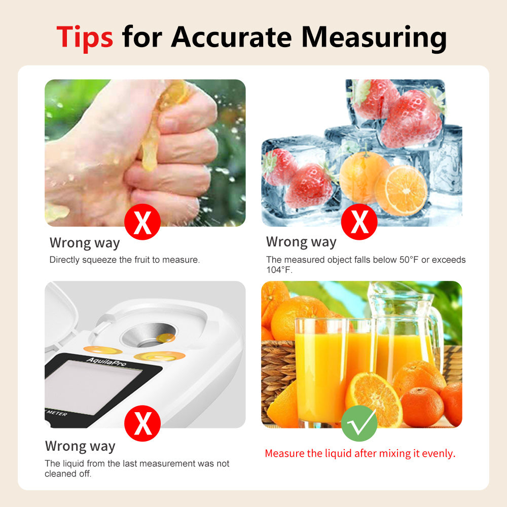 AquilaPro Digital Brix Refractometer with LCD, for Fruit Juice and Coffee, with Auto Temperature Compensation, 0-55% Range, ±0.2% Accuracy, Rechargeable Brix Meter for Liquid Sugar Content