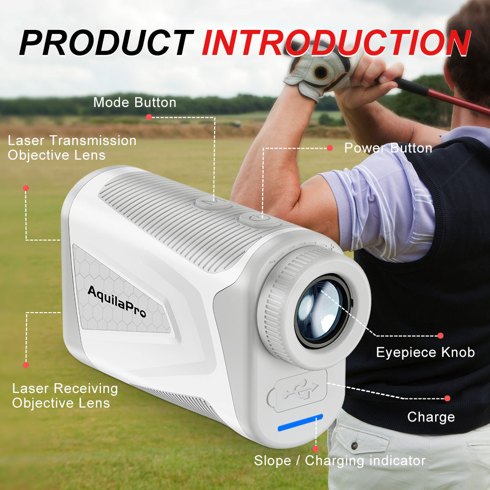 AquilaPro Mini4 Golf Rangefinder with Slope, 1,000 Yards Range Finder Golf, 0.5 Yard Accuracy, Golf Range finder 6X Magnification, Flag Lock Vibration, Rechargeable Golf Laser Rangefinder with Magnet