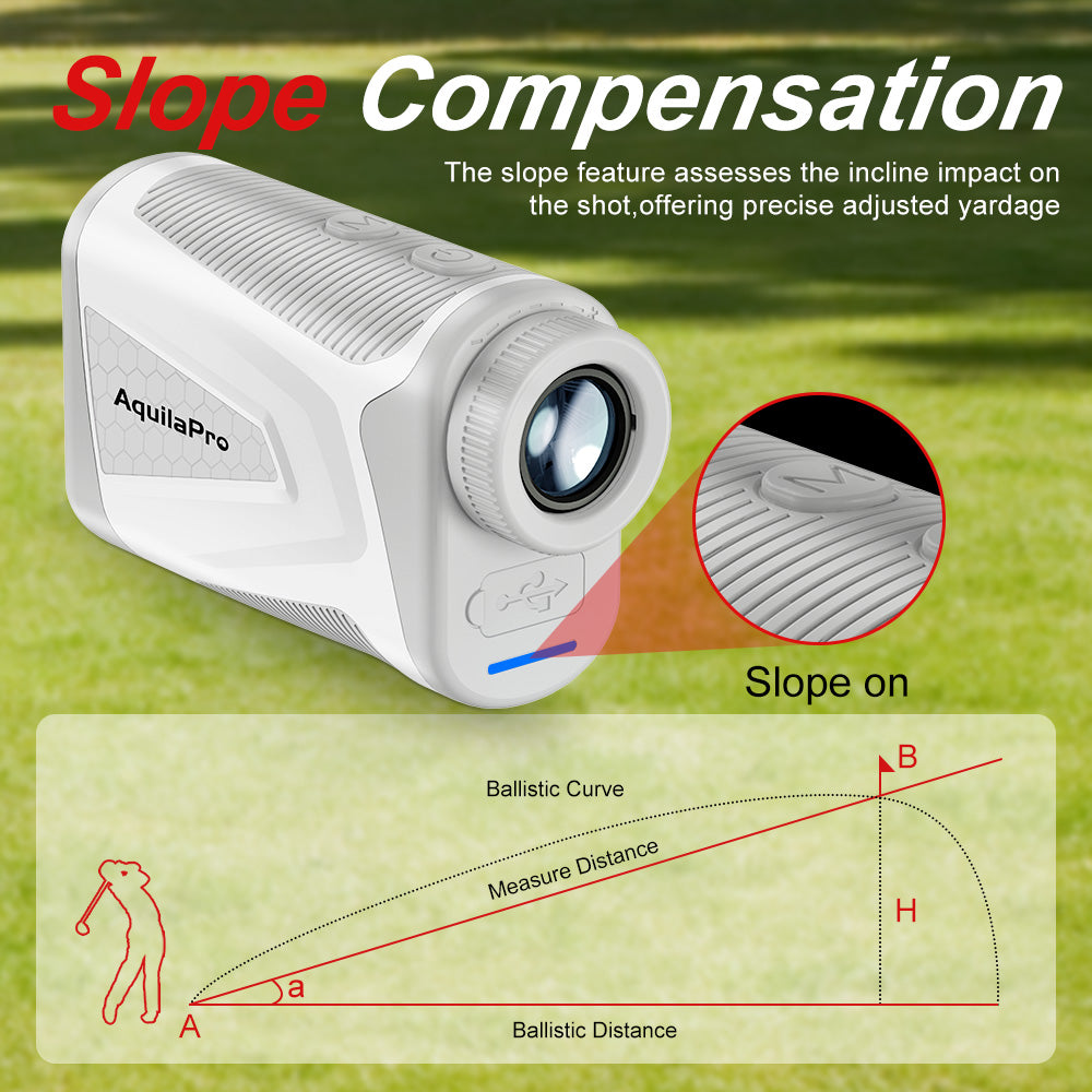 AquilaPro Mini4 Golf Rangefinder with Slope, 1,000 Yards Range Finder Golf, 0.5 Yard Accuracy, Golf Range finder 6X Magnification, Flag Lock Vibration, Rechargeable Golf Laser Rangefinder with Magnet